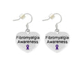 Purple Ribbon  Fibromyalgia Awareness Heart Earrings