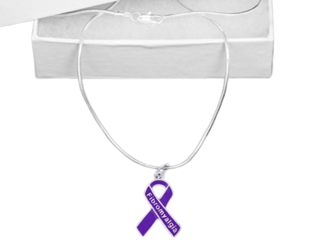 Purple Ribbon Fibromyalgia Awareness Necklaces
