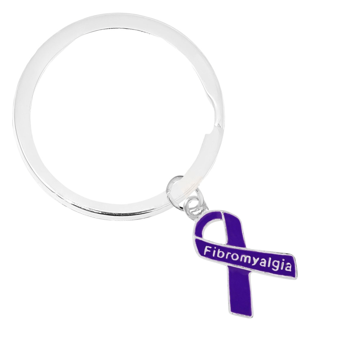 Purple Ribbon Fibromyalgia Awareness Split Style Keychains