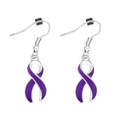 Purple Ribbon Hanging Earrings
