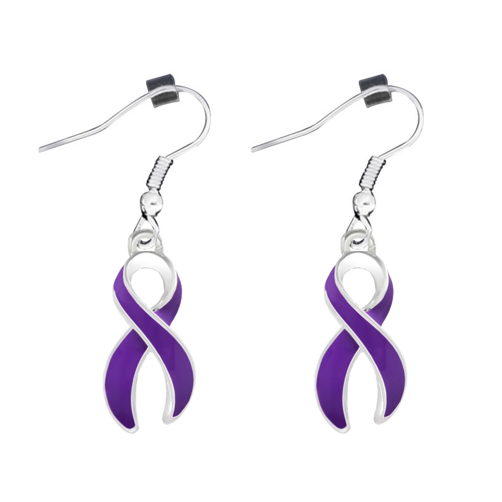 Purple Ribbon Hanging Earrings
