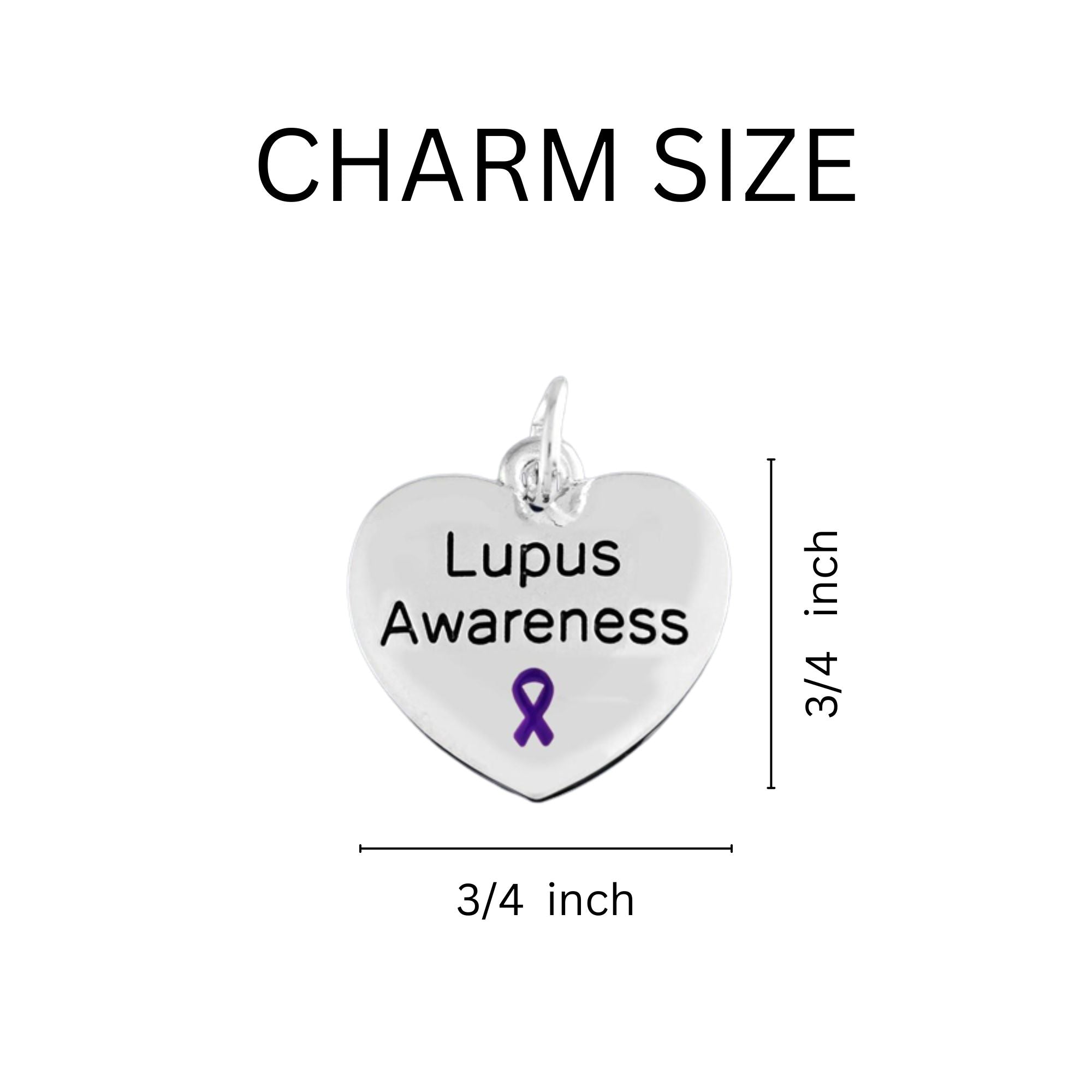 Purple Ribbon Lupus Awareness Heart Charms
