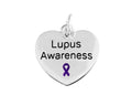 Purple Ribbon Lupus Awareness Heart Charms