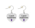 Purple Ribbon Lupus Awareness Heart Earrings