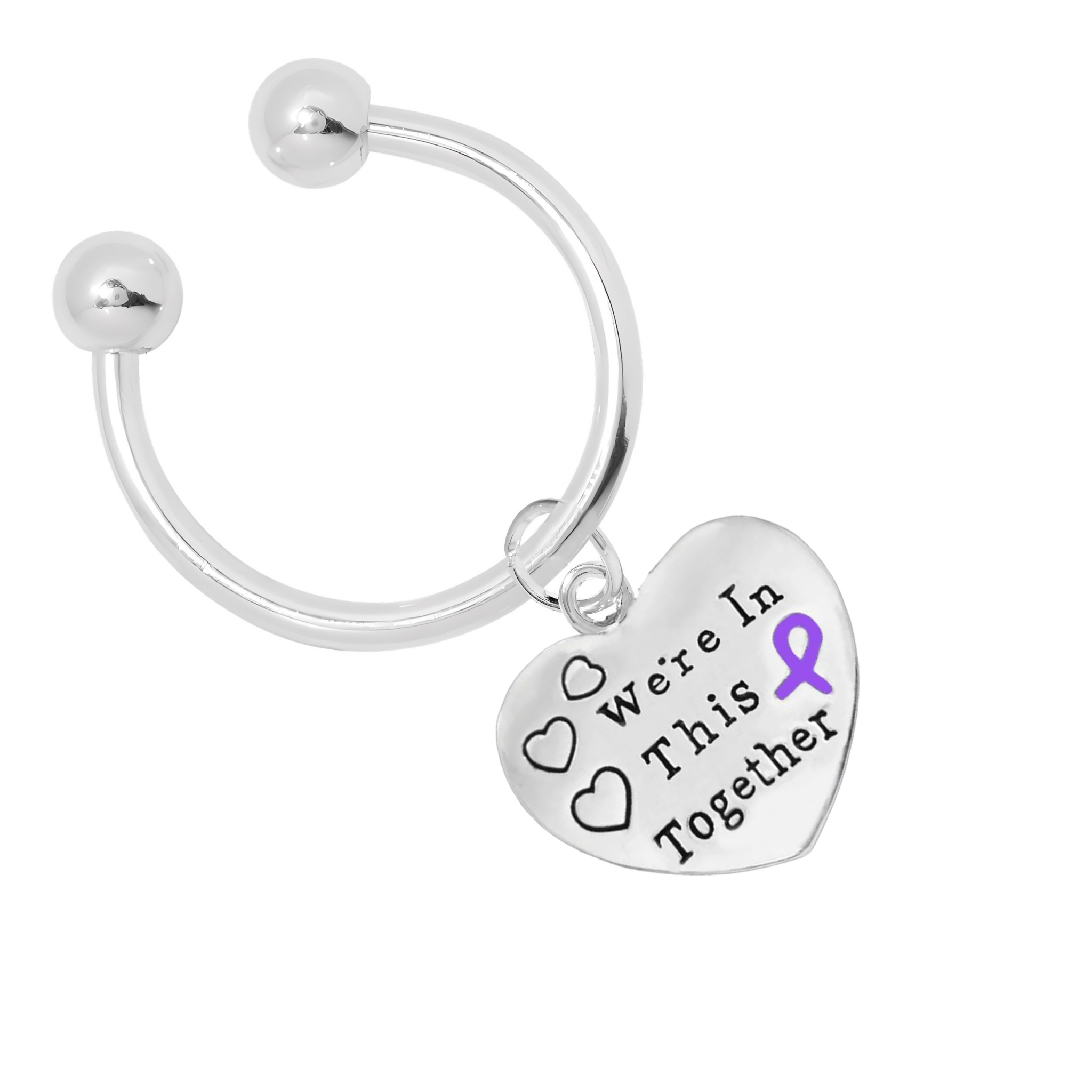 Purple Ribbon We're In This Together Keychains