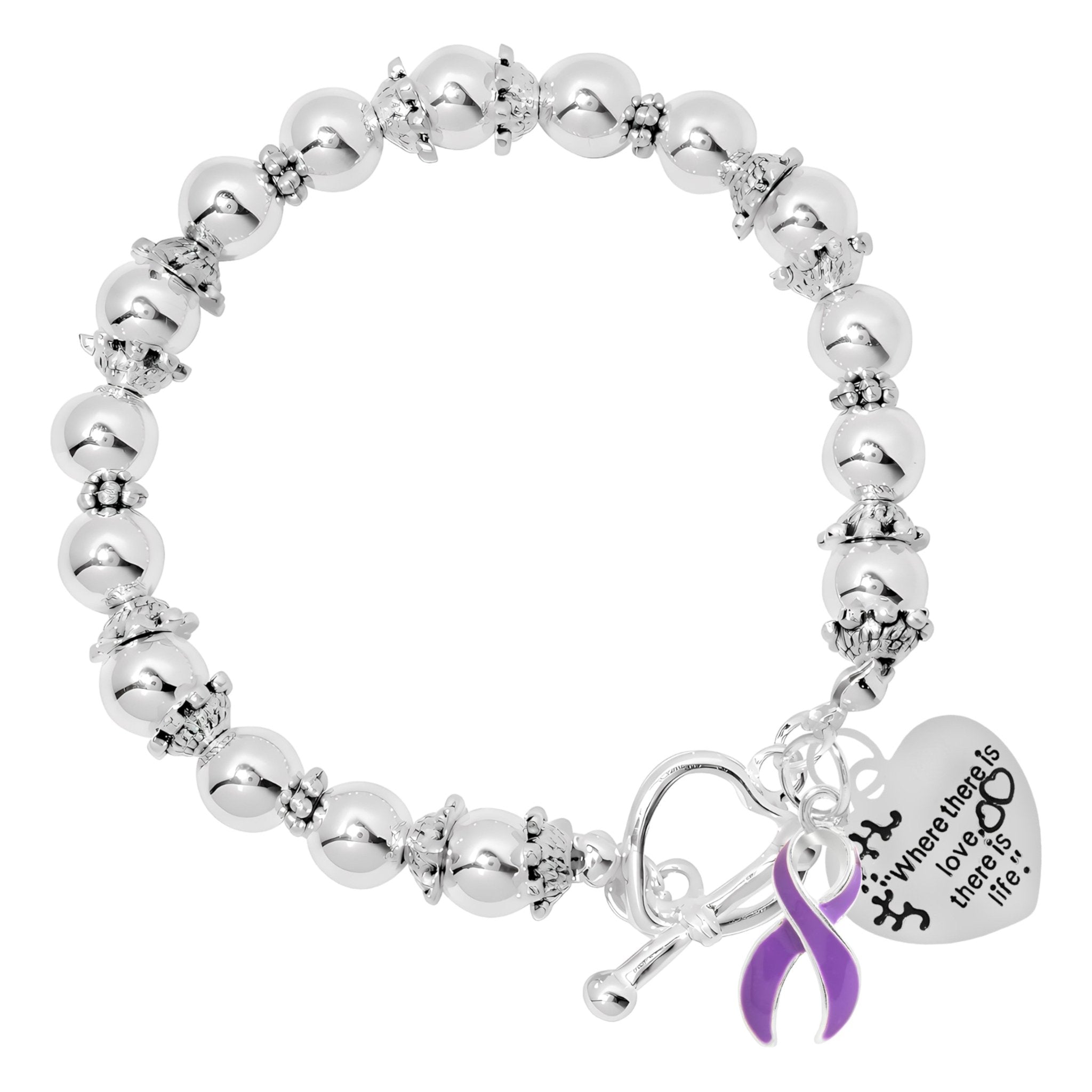 Purple Ribbon Where There Is Love Bracelets