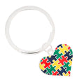 Puzzle Piece Autism Awareness Multicolored Heart Split Style Key Chains
