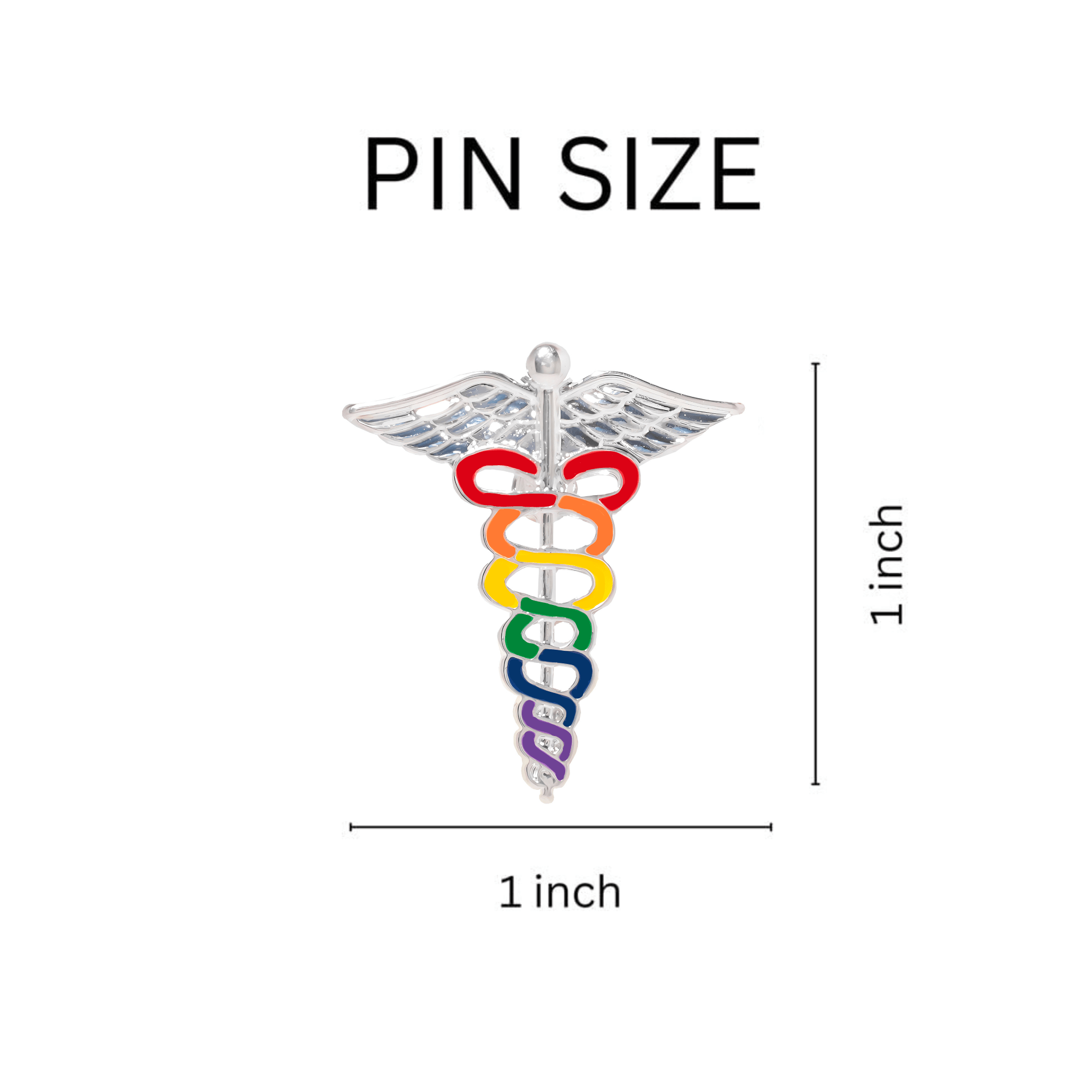 10 Pack Rainbow Caduceus Pins