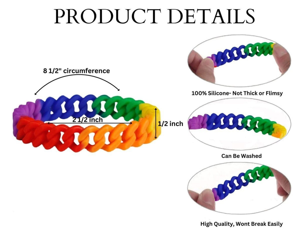 Rainbow Chain Link Silicone Bracelets