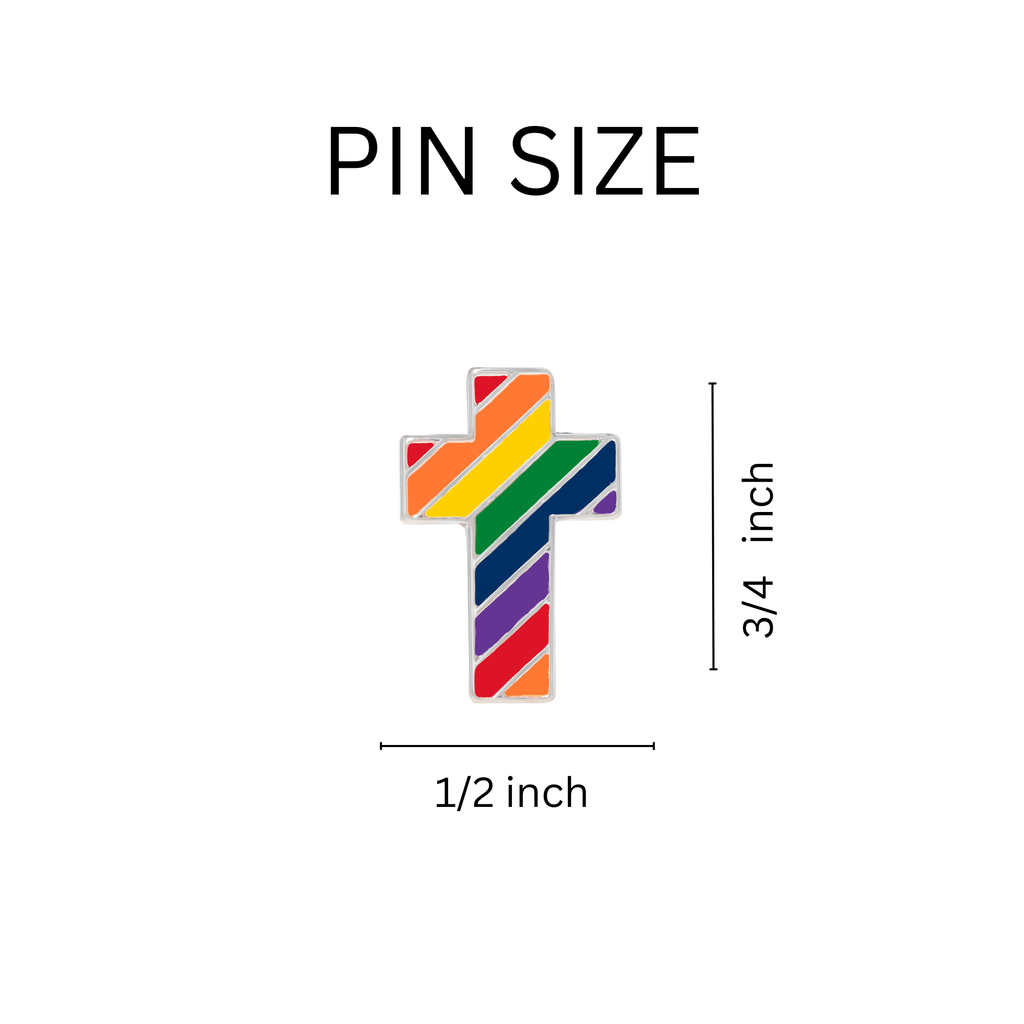10 Pack Rainbow Cross Shaped Pins