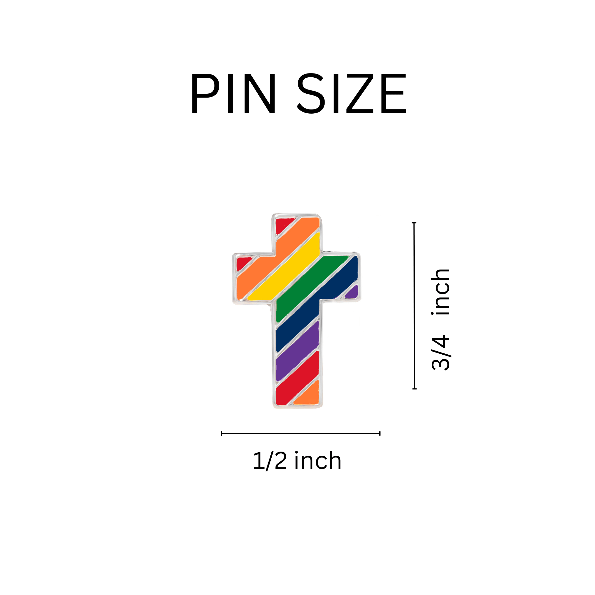 10 Pack Rainbow Cross Shaped Pins