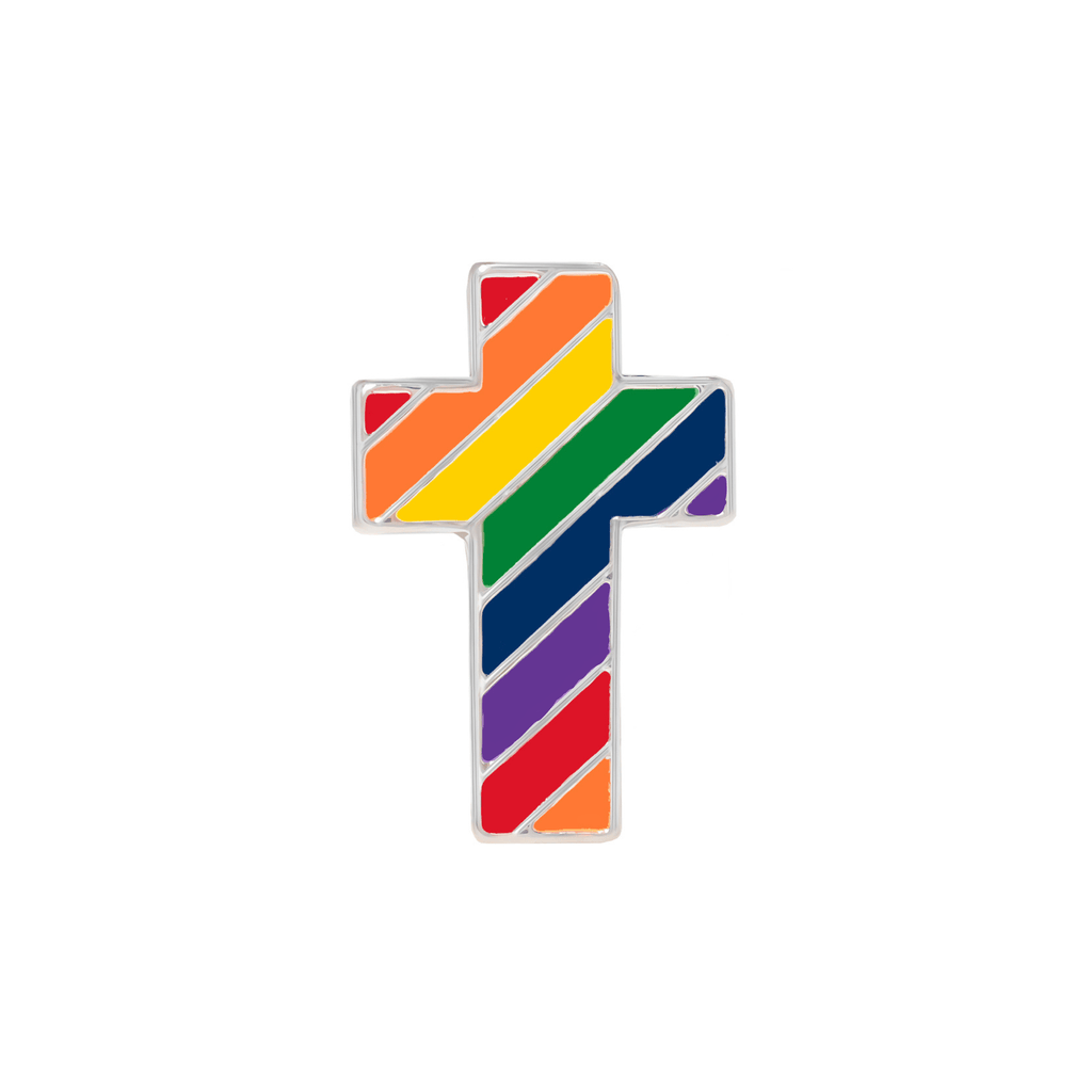 10 Pack Rainbow Cross Shaped Pins