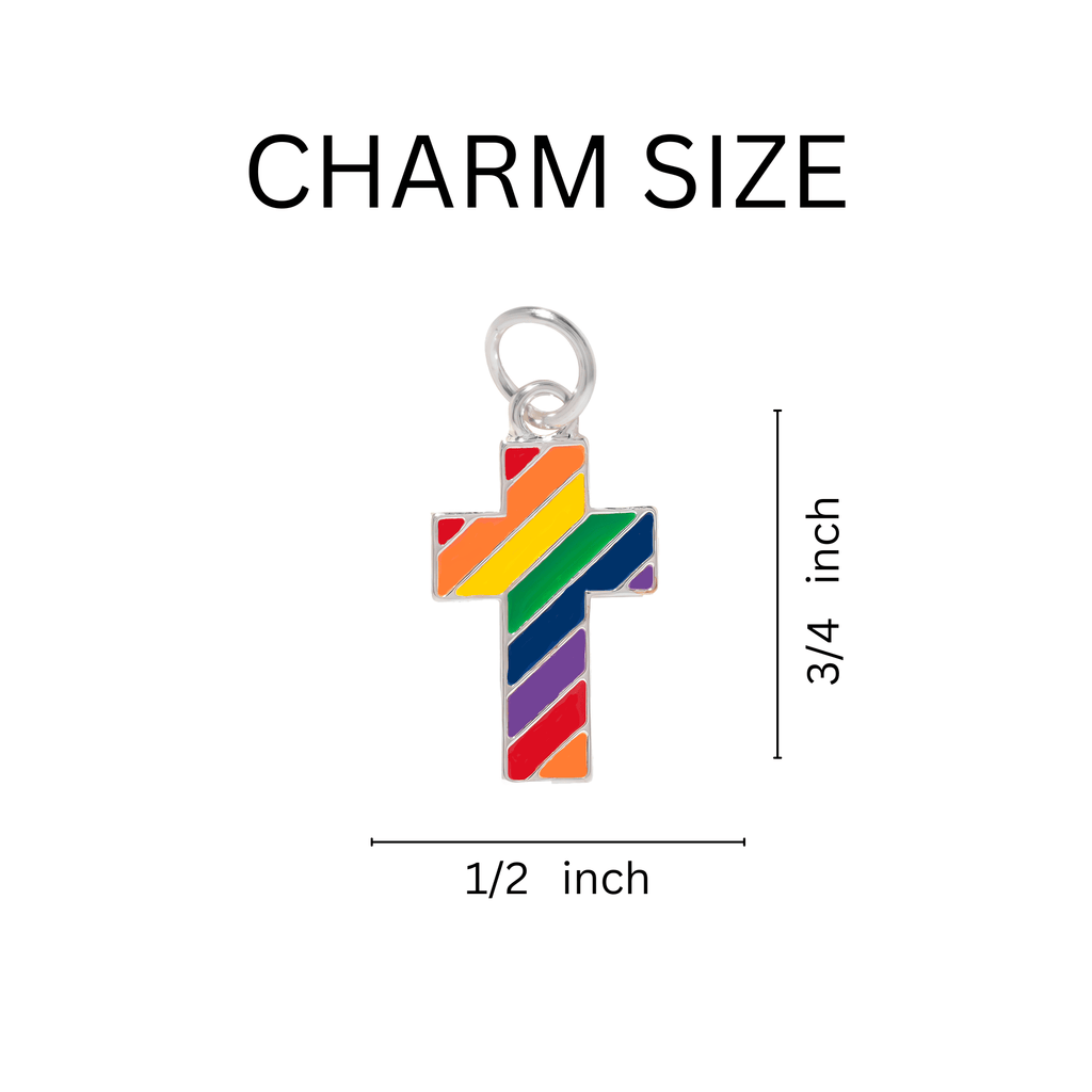 Rainbow Flag Cross Partial Beaded Bracelets