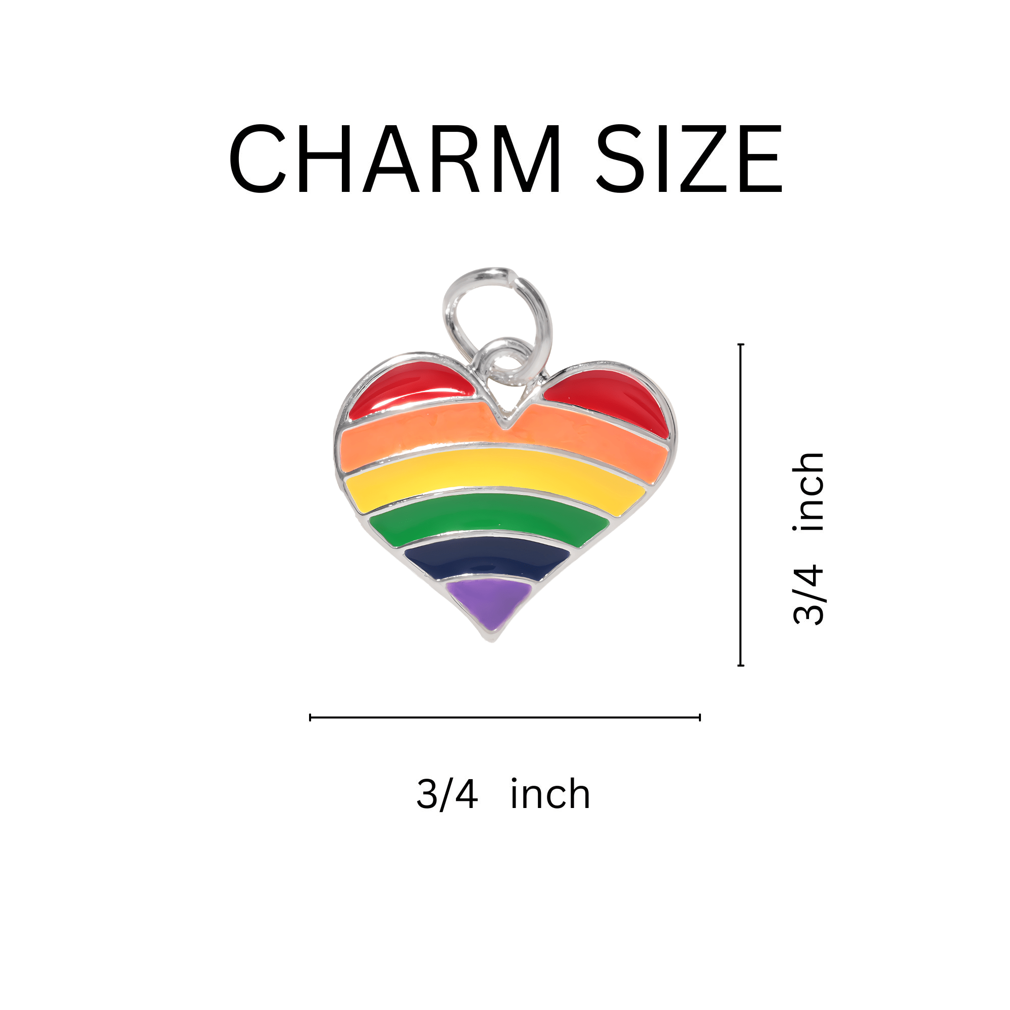 Rainbow Heart Gay Pride Charms