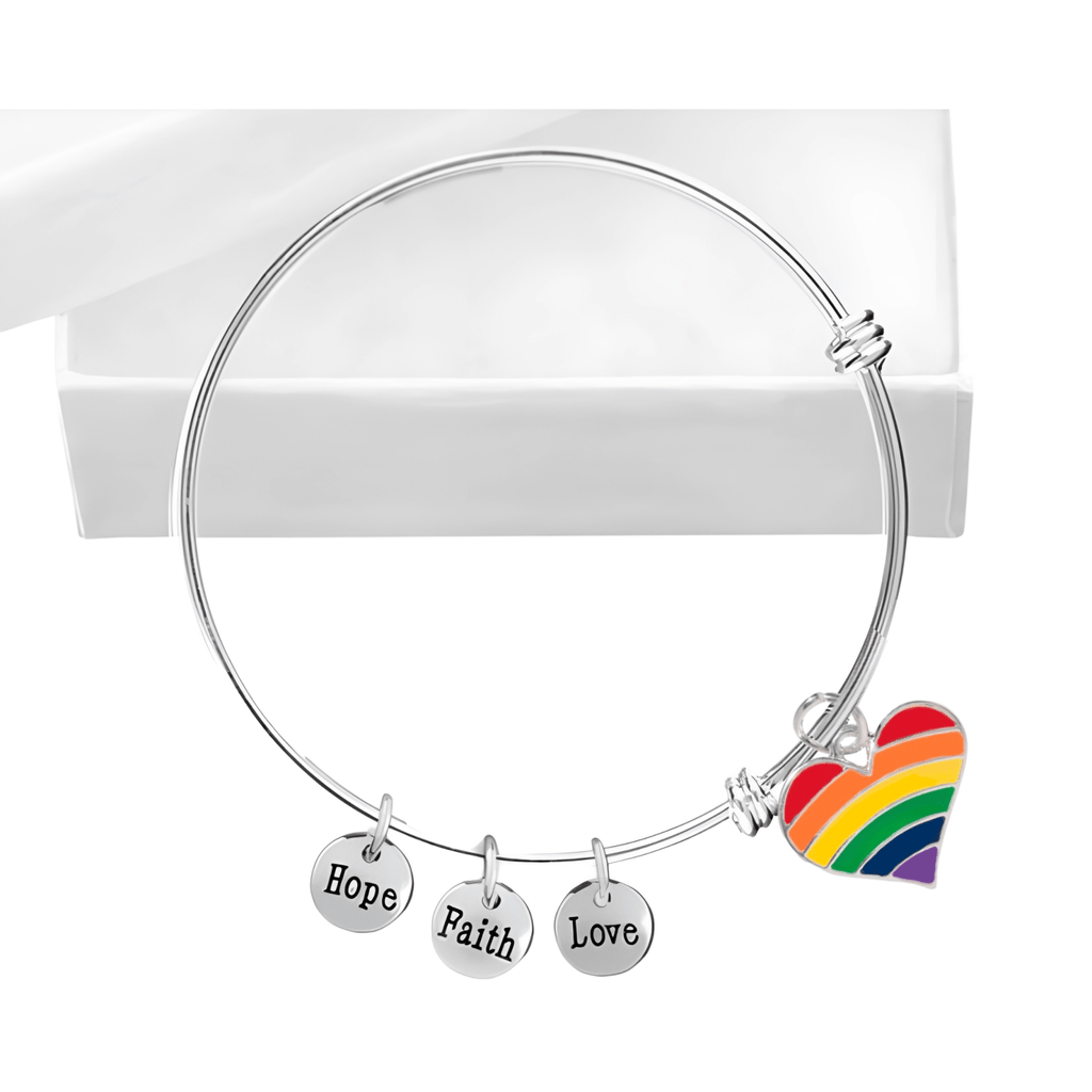 Rainbow Heart Gay Pride Retractable Charm Bracelets
