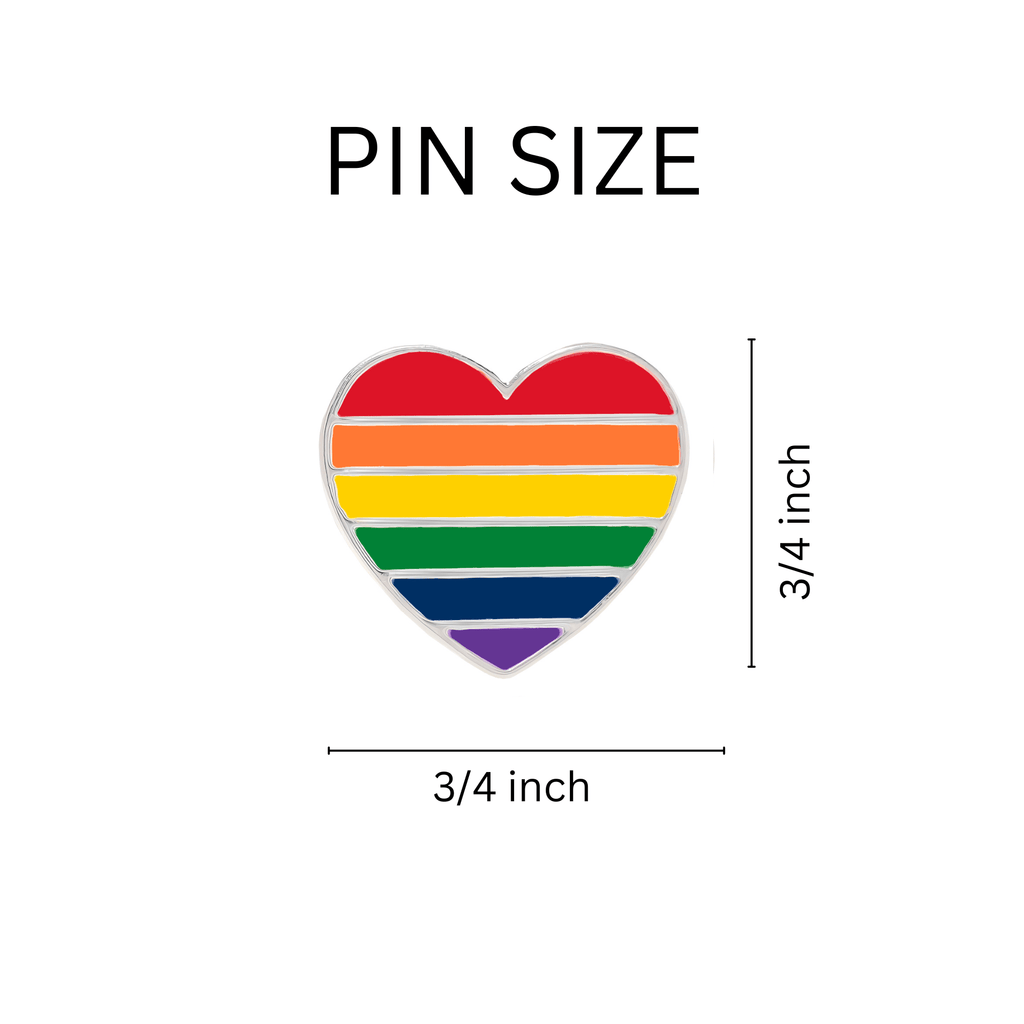 10 Pack Rainbow Heart Shaped Pins