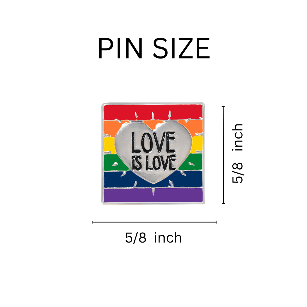 10 Pack Rainbow Love Is Love LGBTQ Pins