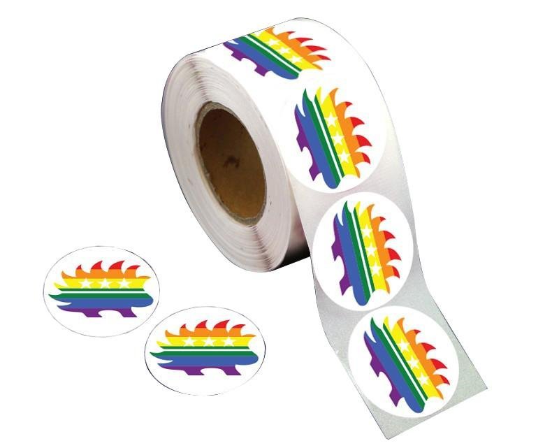 Rainbow Porcupine Libertarian Stickers (250 per Roll)