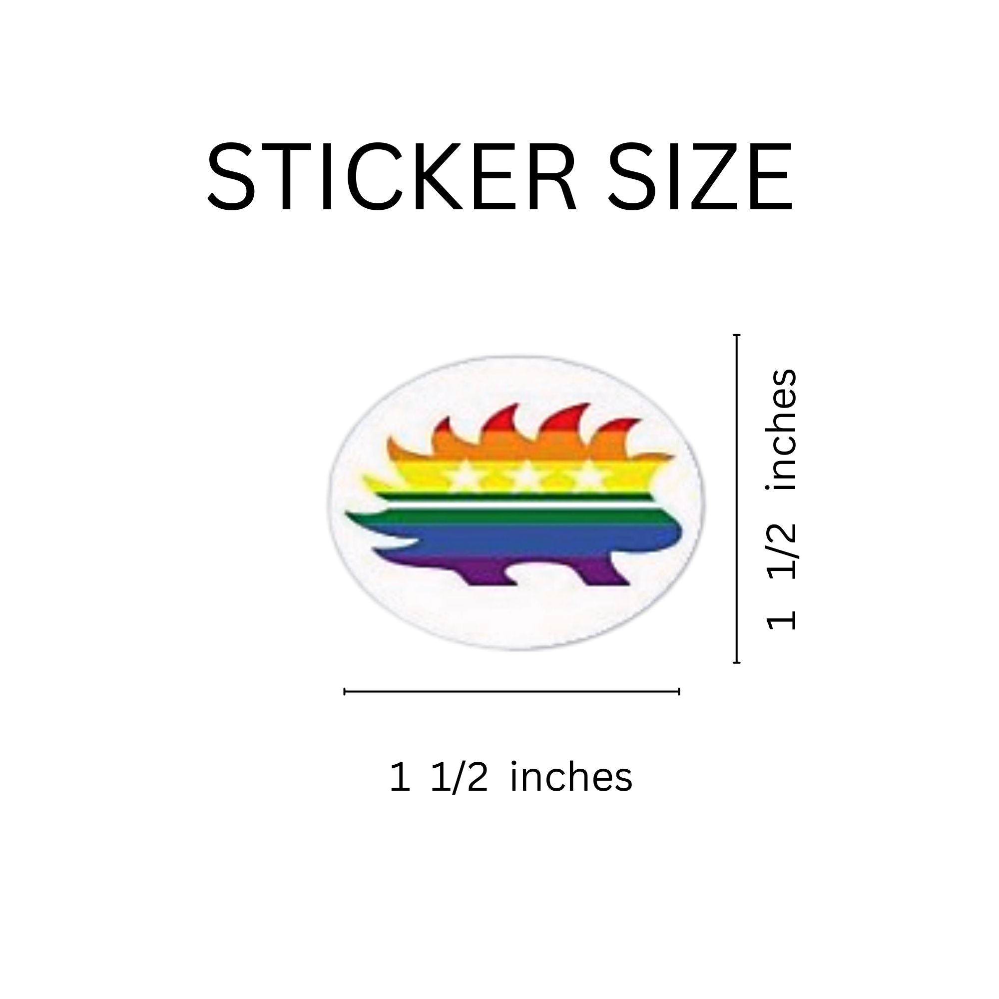 Rainbow Porcupine Libertarian Stickers (250 per Roll)