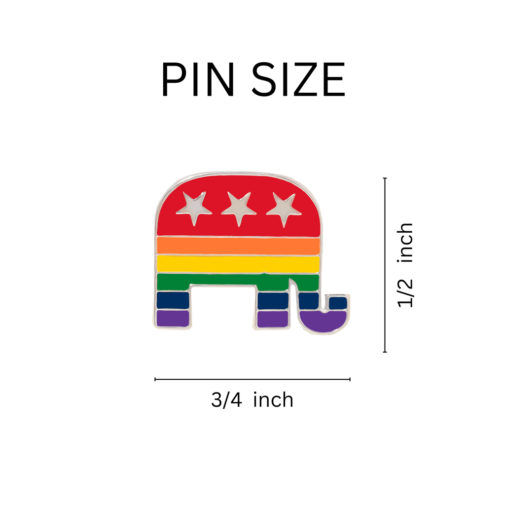 Rainbow Republican Elephant Shaped Pins