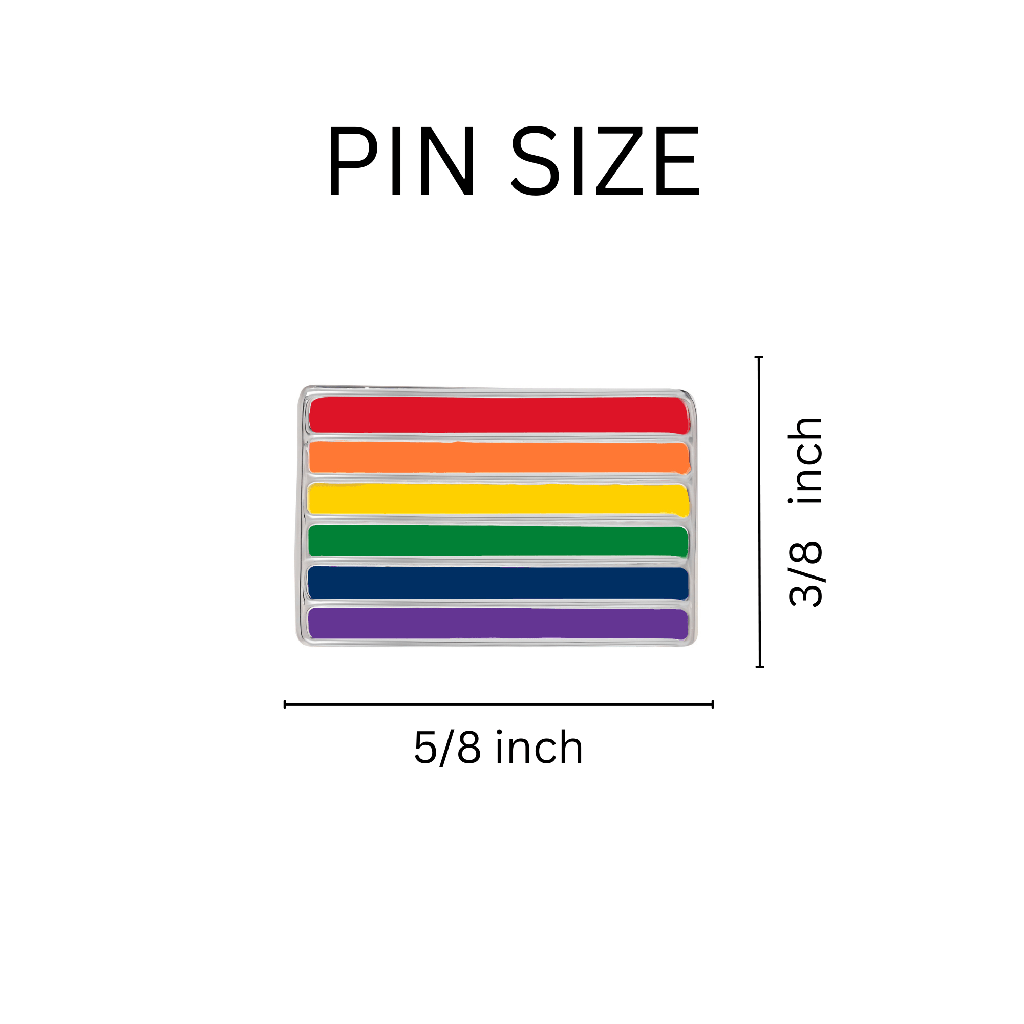 10 Pack Rectangle Rainbow Flag Pins