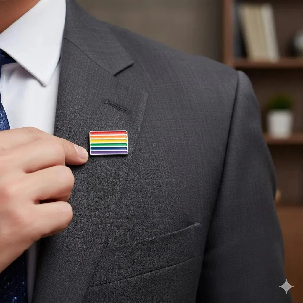 Rectangle Rainbow Flag Pins