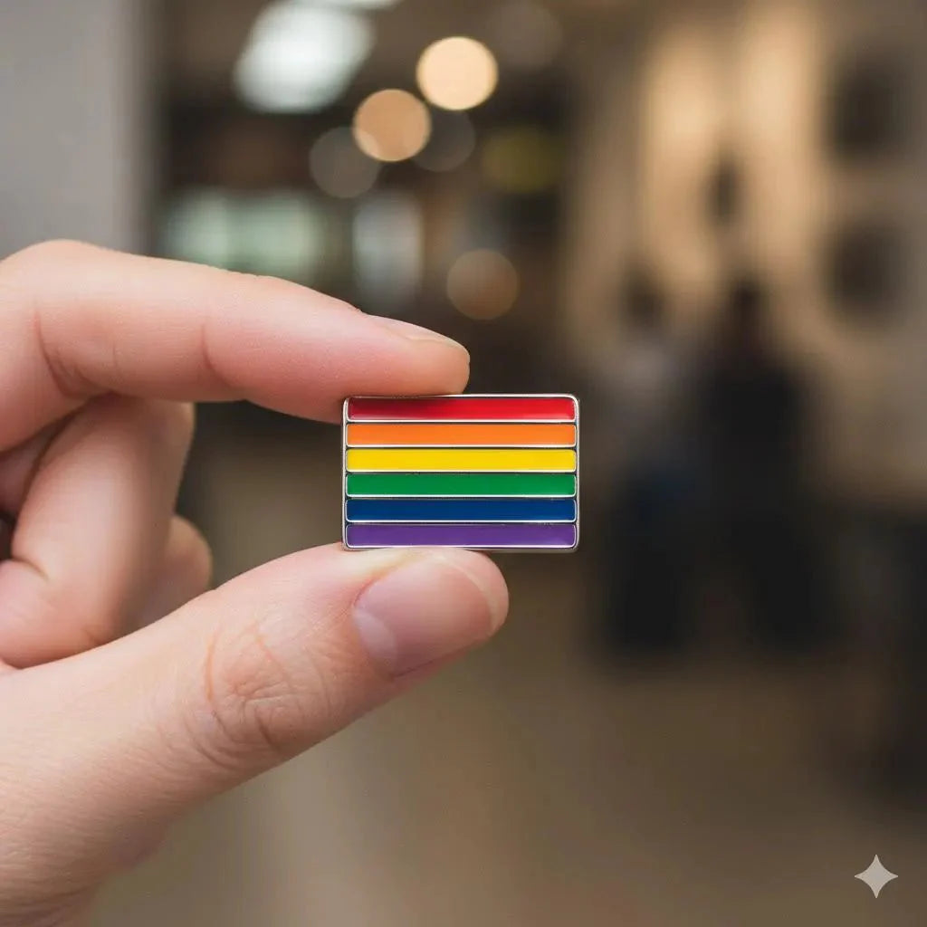 Rectangle Rainbow Flag Pins