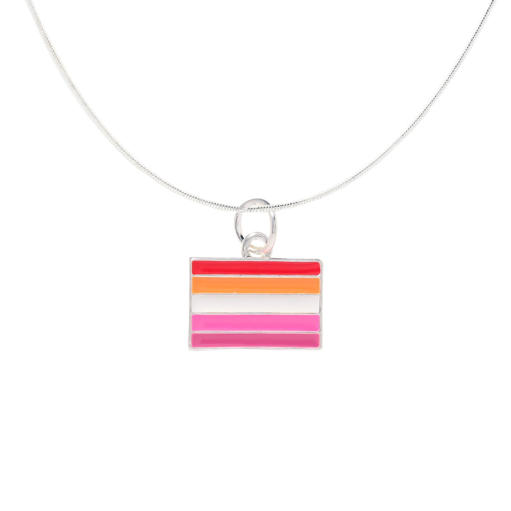 Rectangle Sunset Lesbian Flag Necklaces