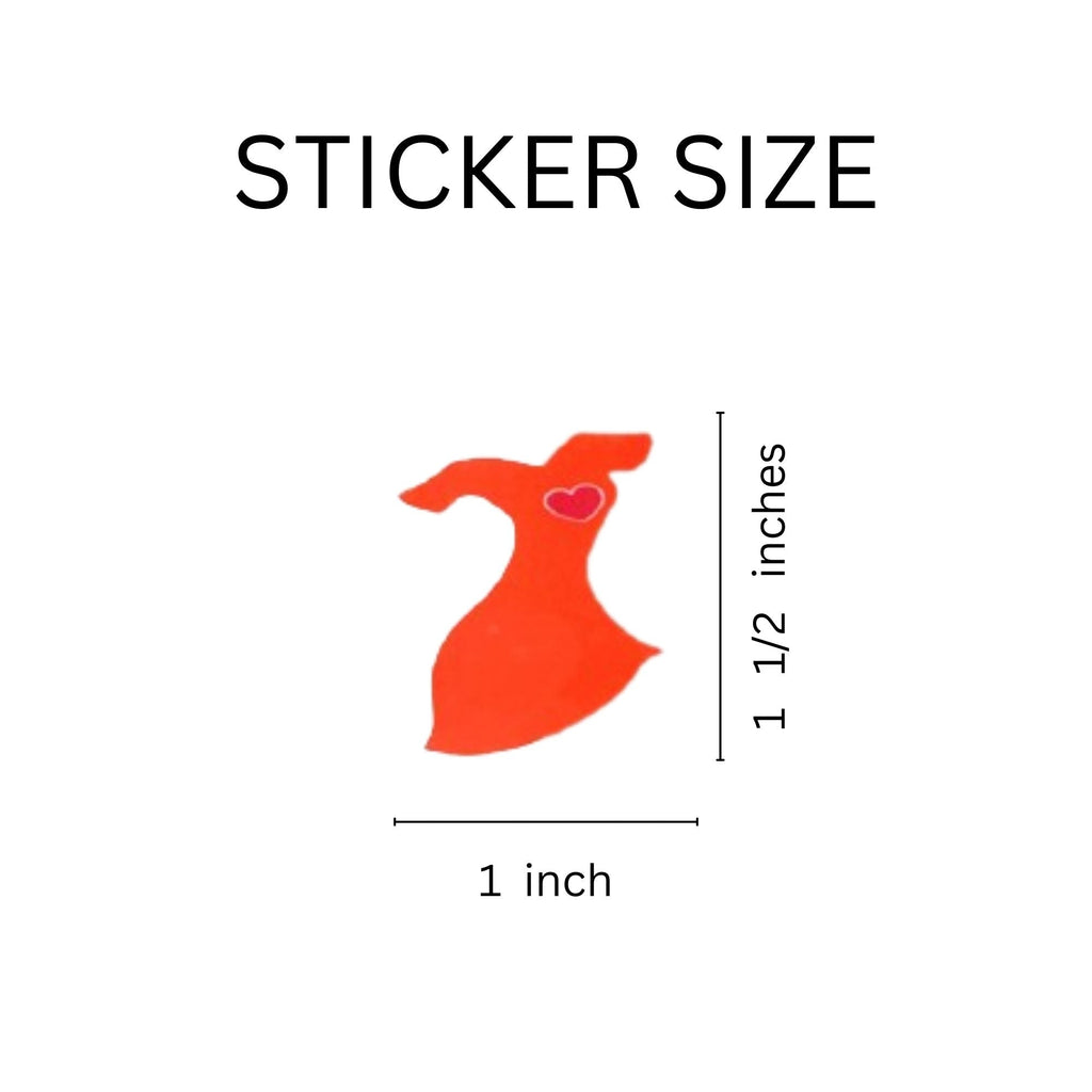 Red Dress Shaped Heart Awareness Stickers (250 Stickers)
