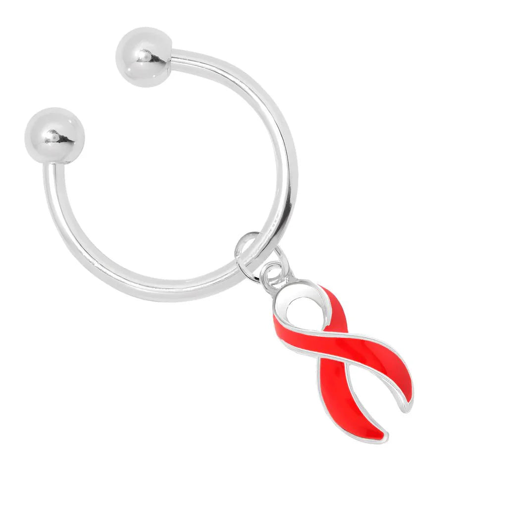 Red Ribbon Horseshoe Key Chains