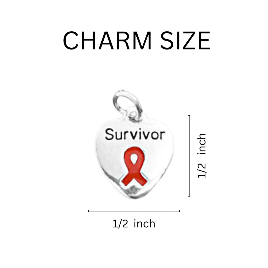 Red Ribbon Survivor Heart Charm Key Chains