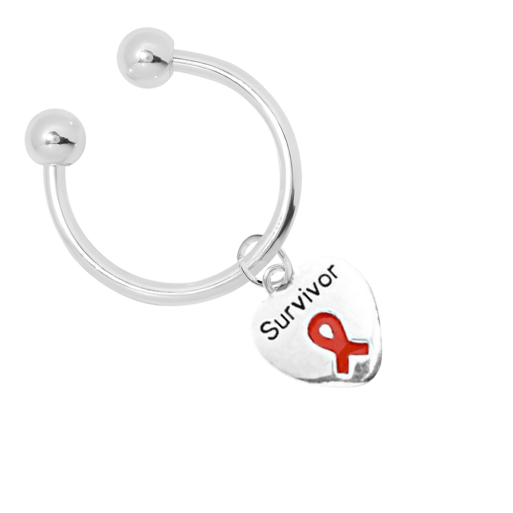 Red Ribbon Survivor Heart Charm Key Chains