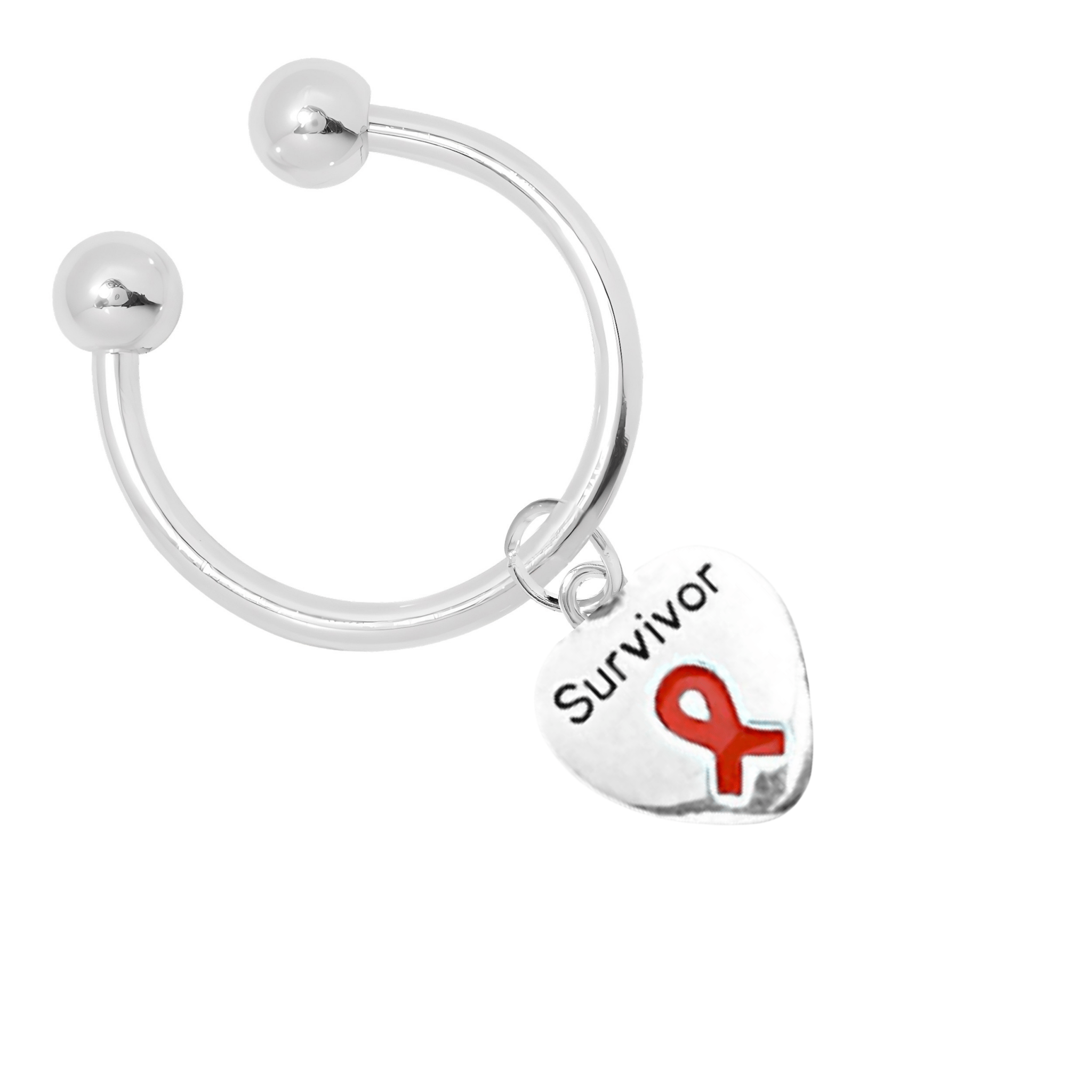 Red Ribbon Survivor Heart Charm Key Chains