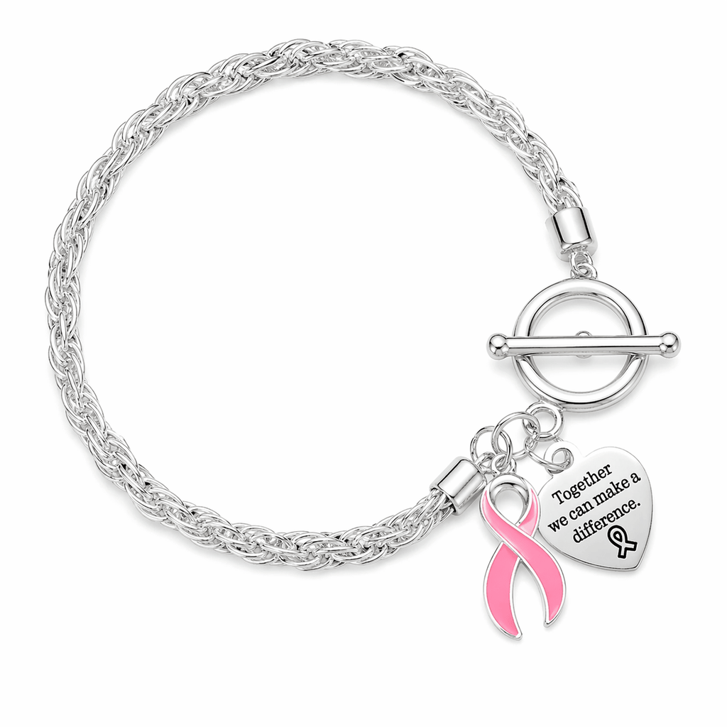 Rope Style Breast Cancer Awareness Pink Ribbon Bracelets