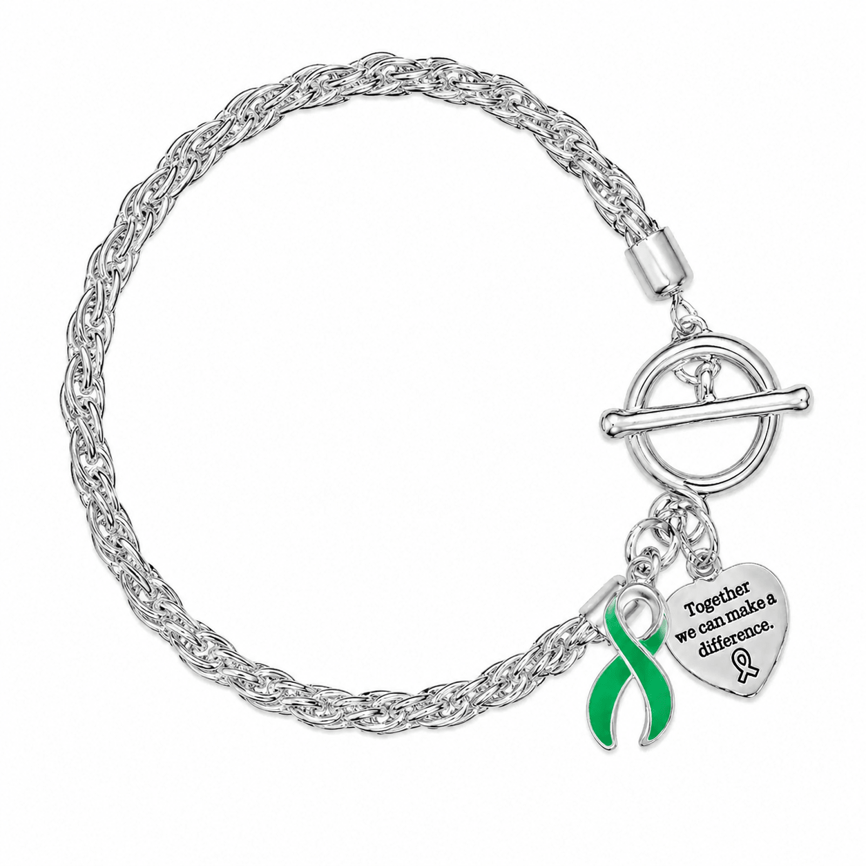 Rope Style Green Ribbon Awareness Bracelets