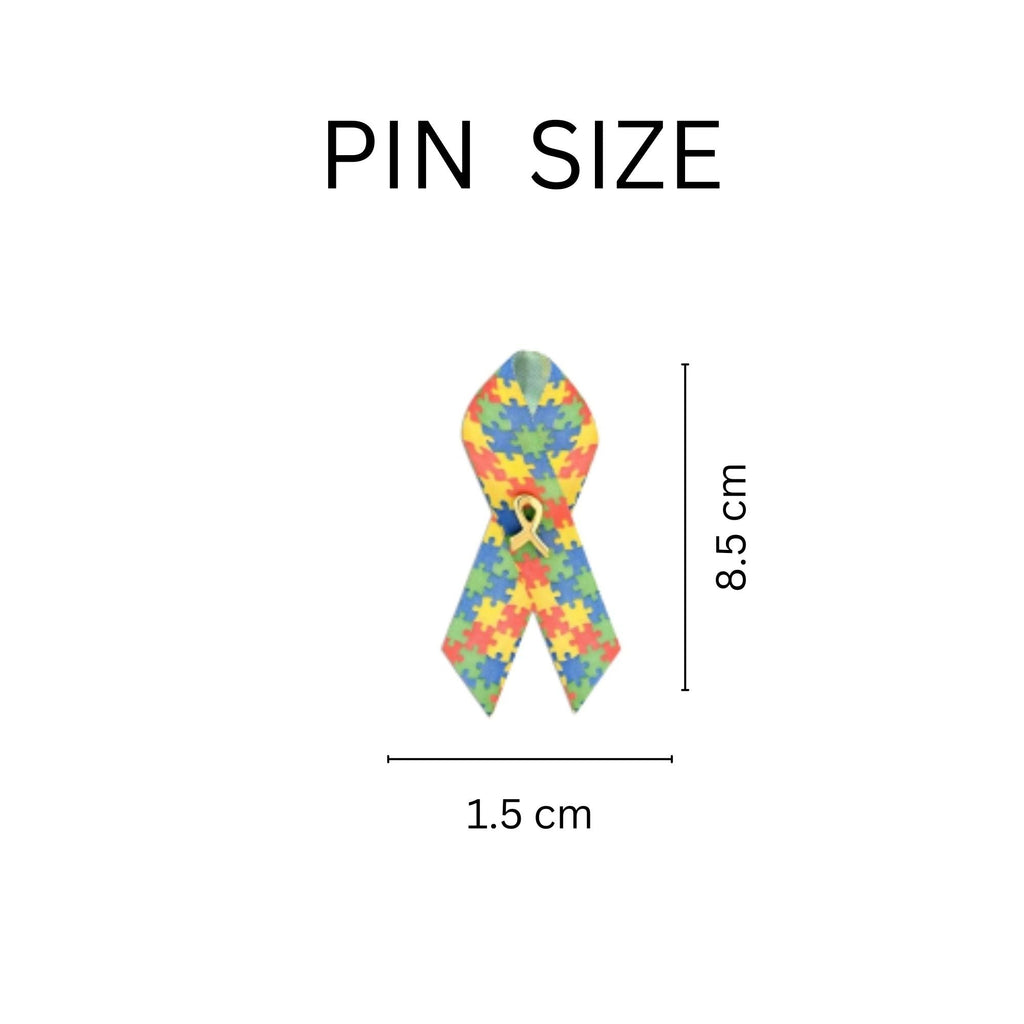 Satin Autism Awareness Ribbon Pins