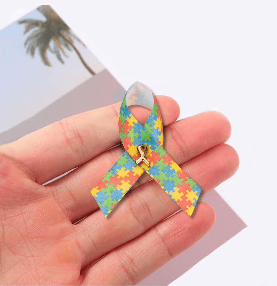 Satin Autism Awareness Ribbon Pins