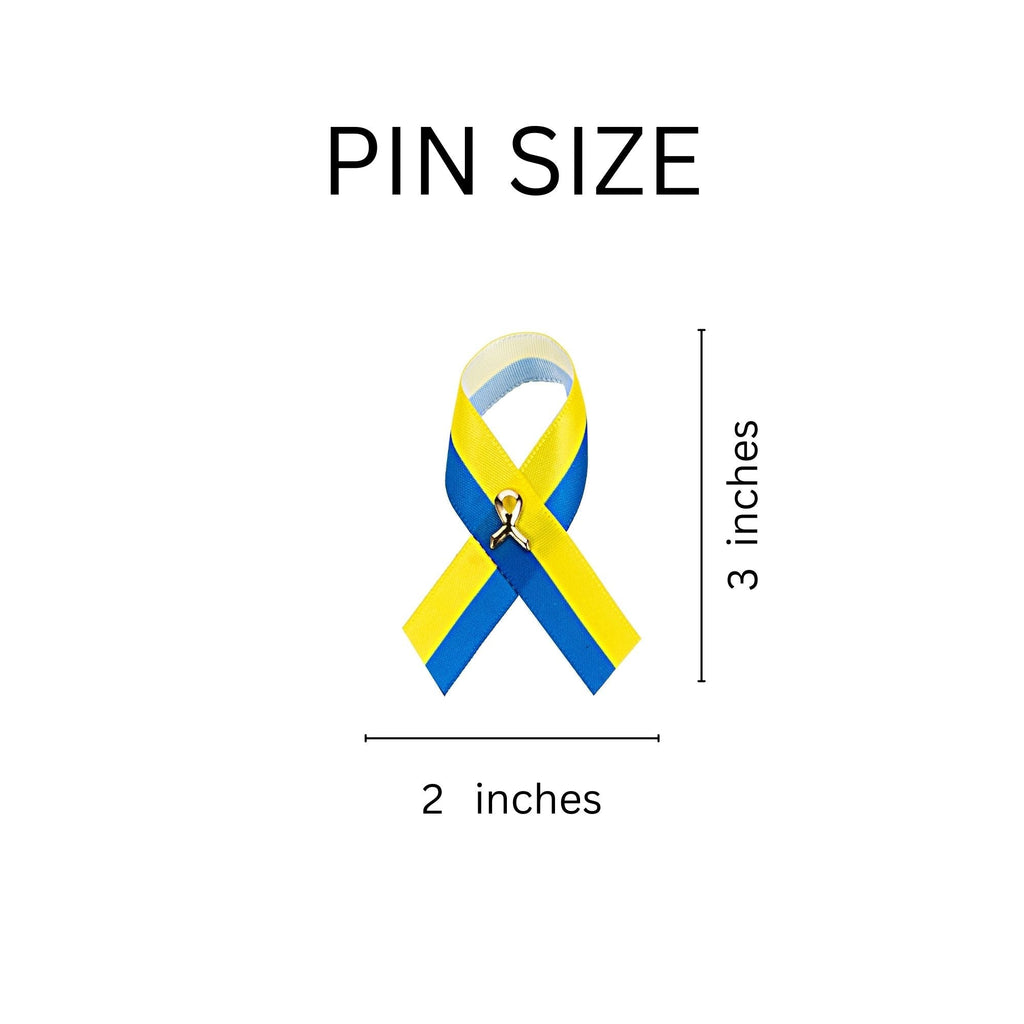 Satin Blue & Yellow Ribbon Pins