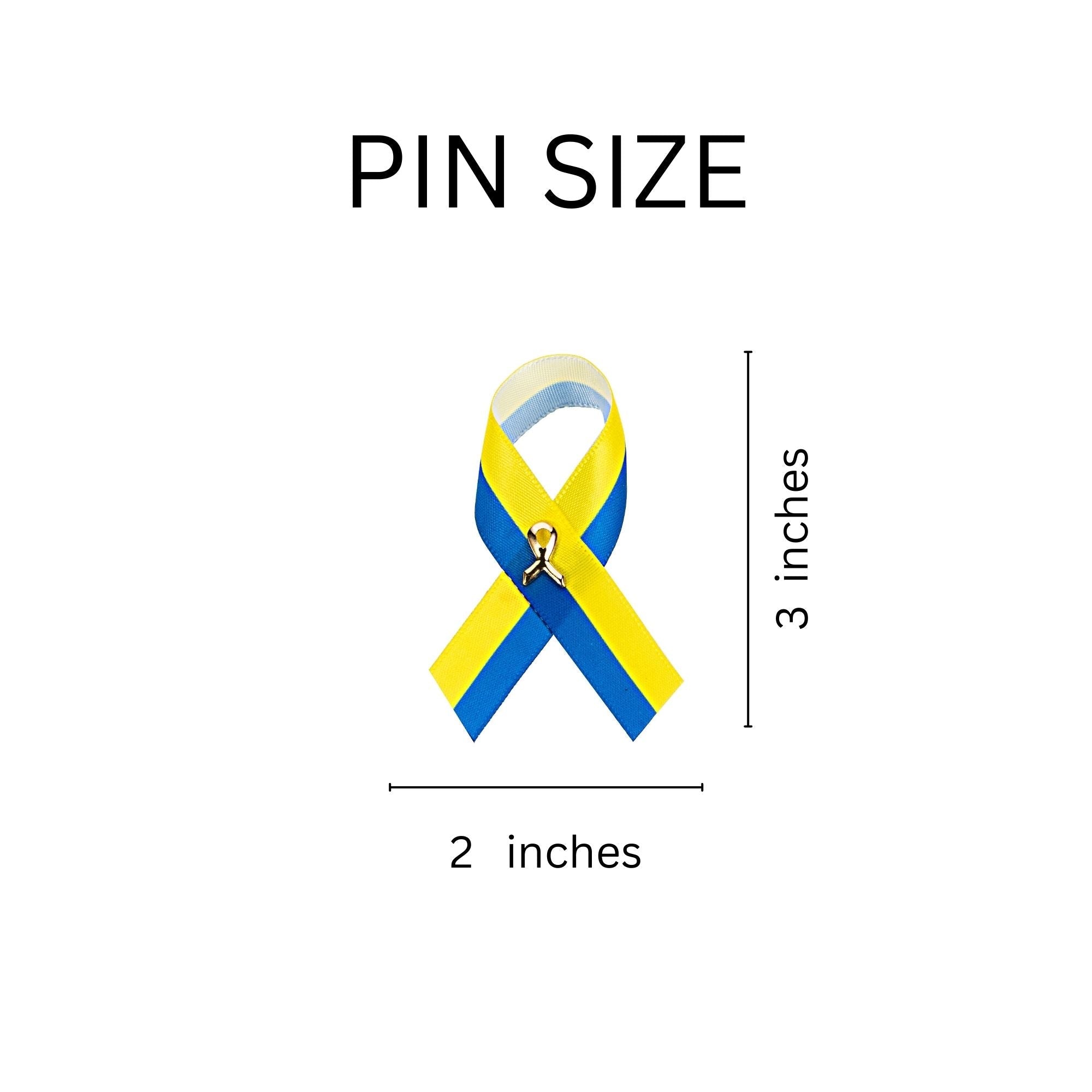 Satin Blue & Yellow Ribbon Pins