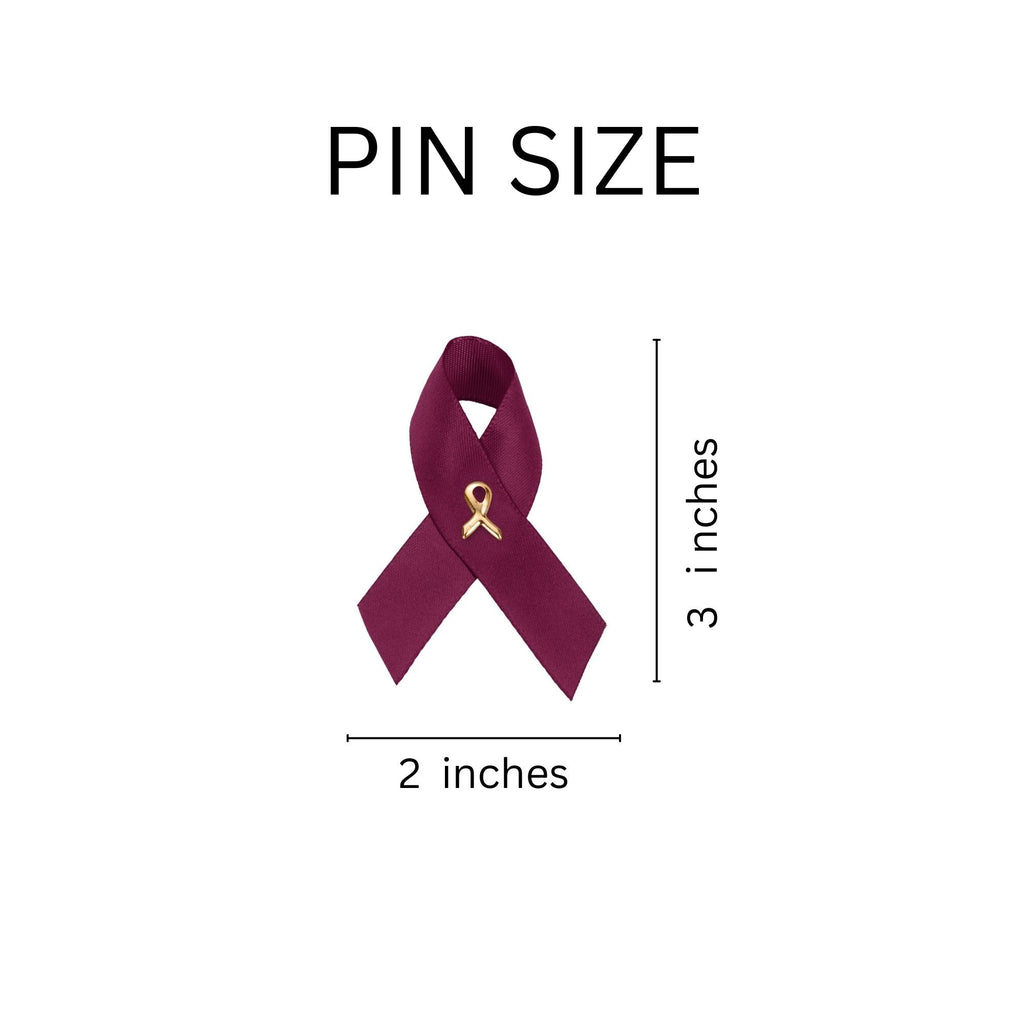 Satin Burgundy Ribbon Awareness Pins