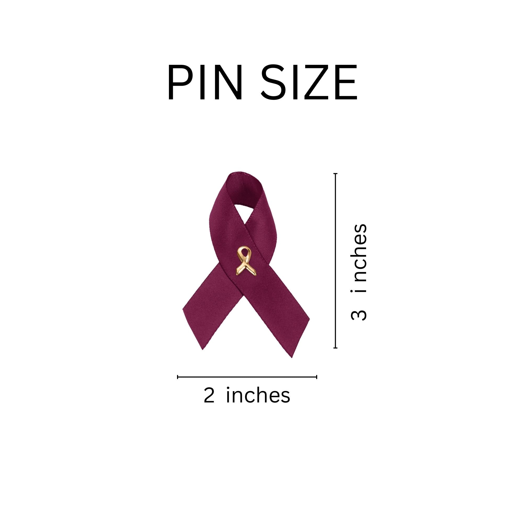 Satin Burgundy Ribbon Awareness Pins