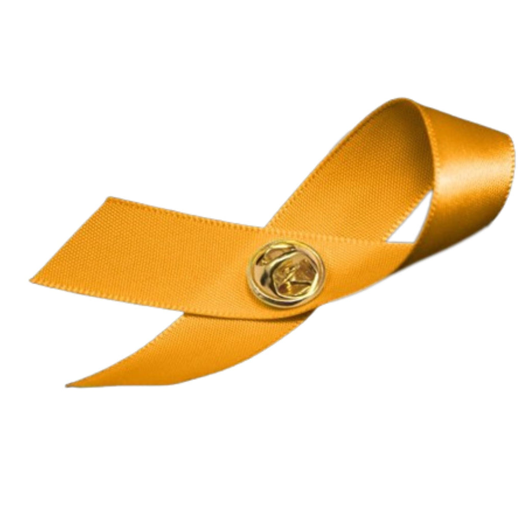 10 Pack of Satin Gold Ribbon Awareness Pins