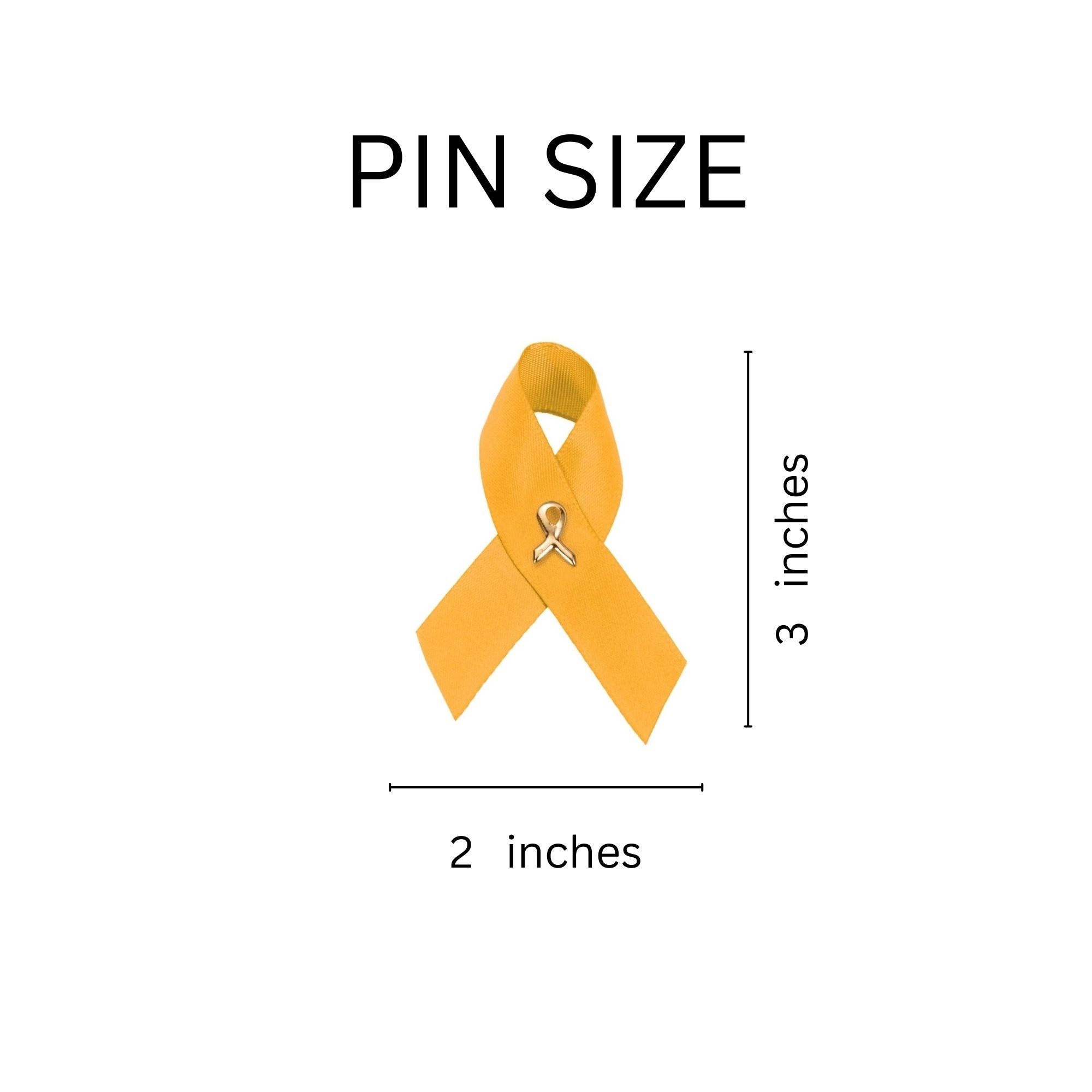10 Pack of Satin Gold Ribbon Awareness Pins
