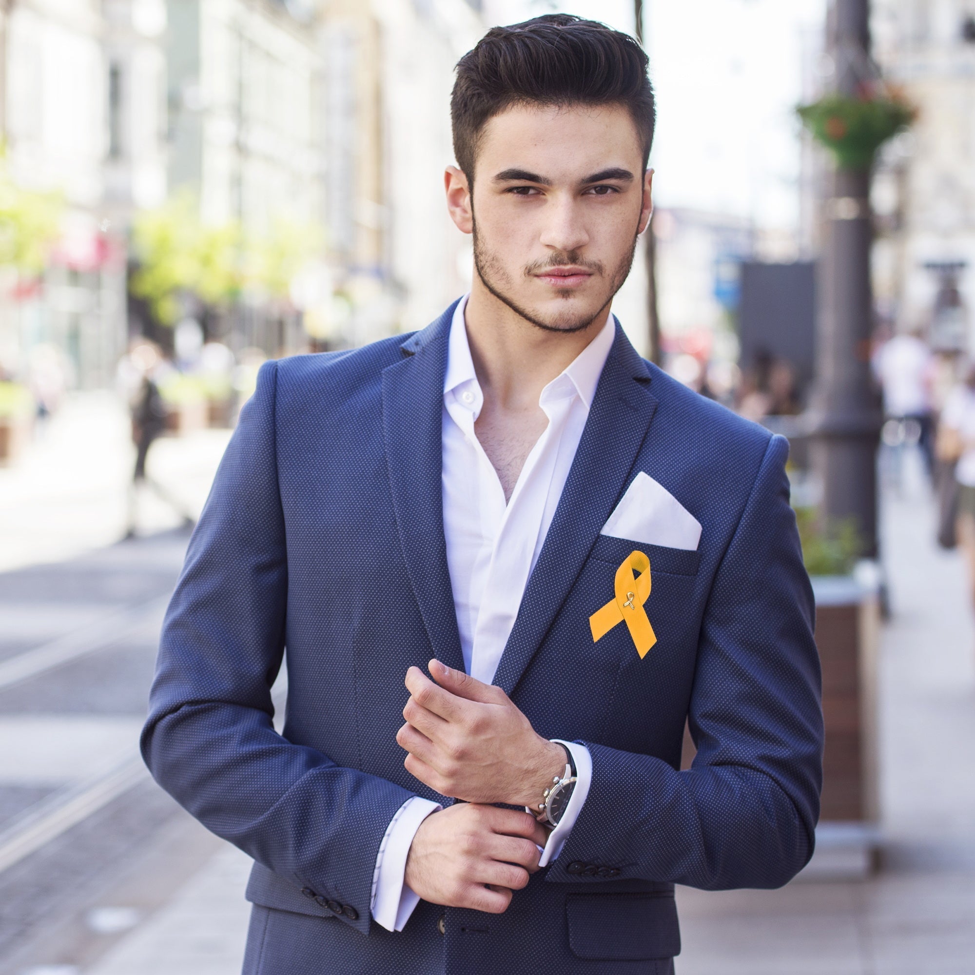 Satin Gold Ribbon Awareness Pins