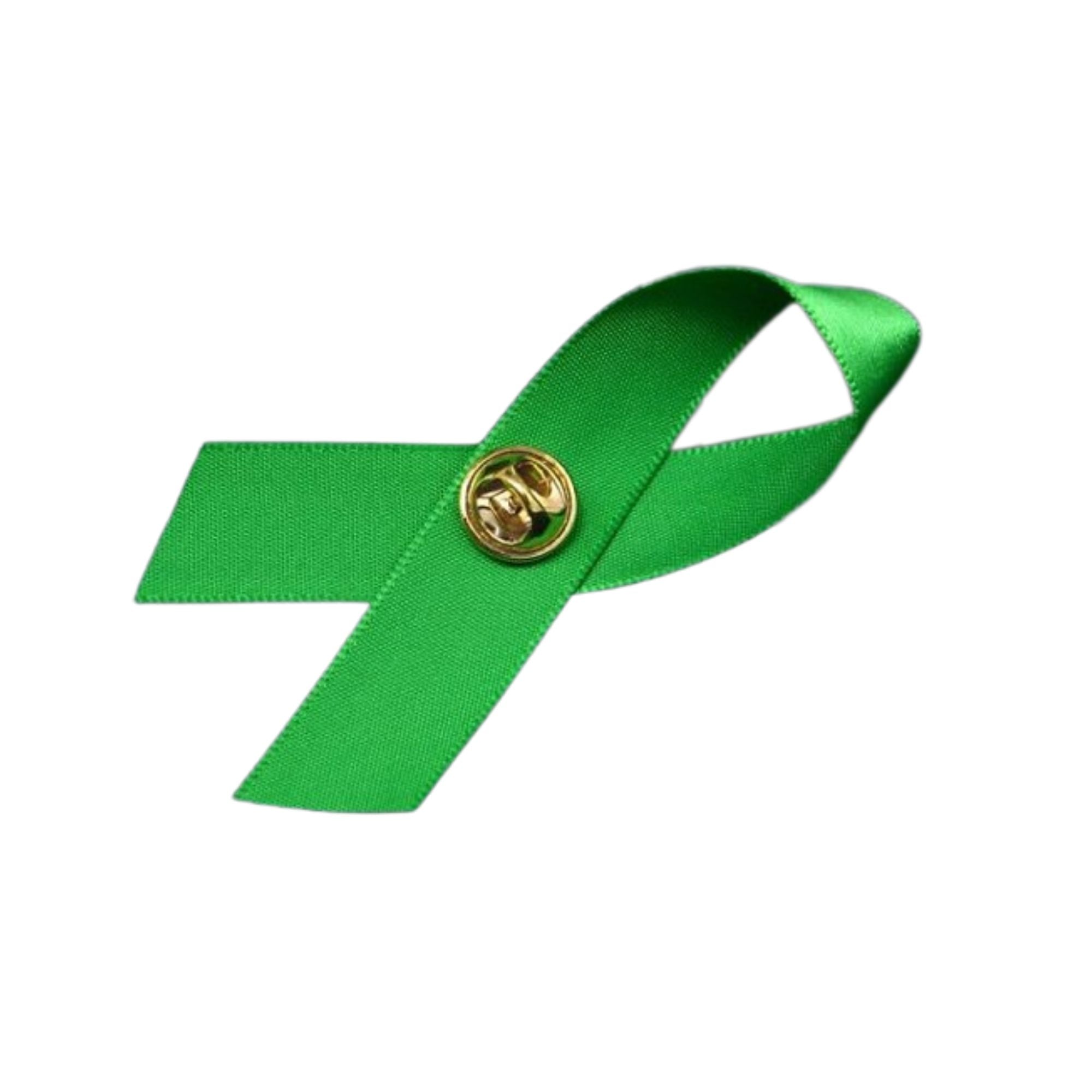 10 Pack Satin Green Ribbon Pins