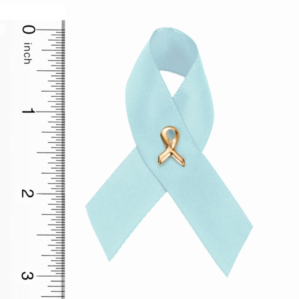 Satin Light Blue Ribbon Awareness Pins