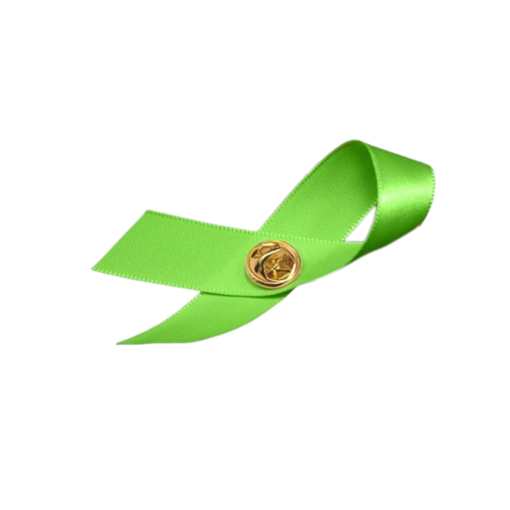 10 Pack Satin Lime Green Awareness Ribbon Pins