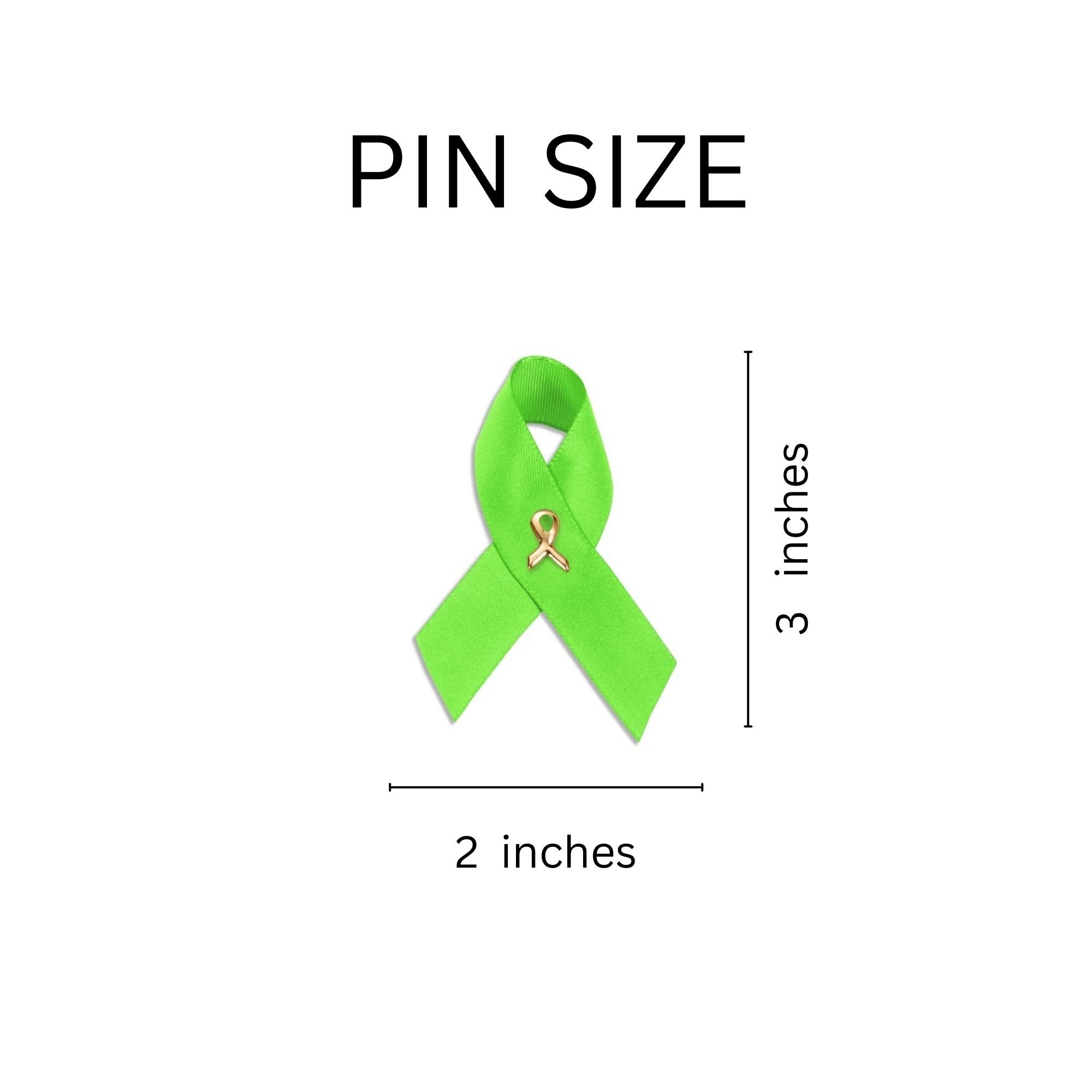 Satin Lime Green Awareness Ribbon Pins