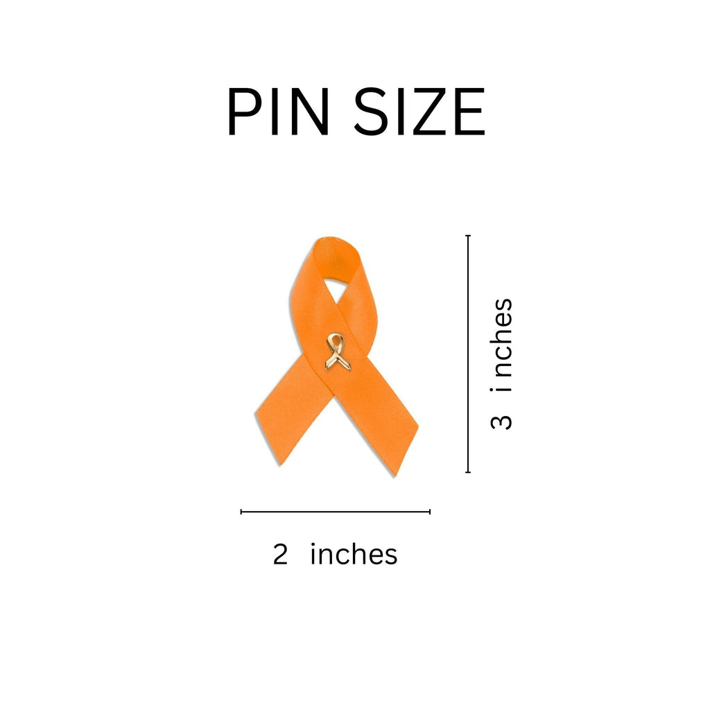 Satin Orange Ribbon Awareness Pins