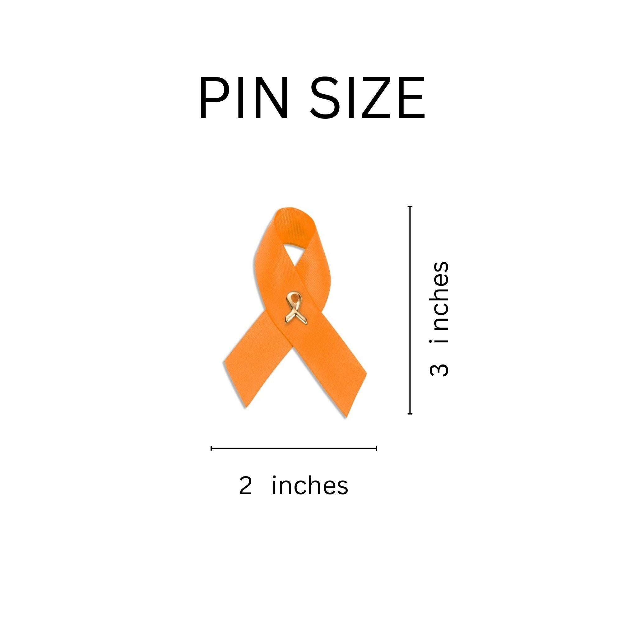 Satin Orange Ribbon Awareness Pins
